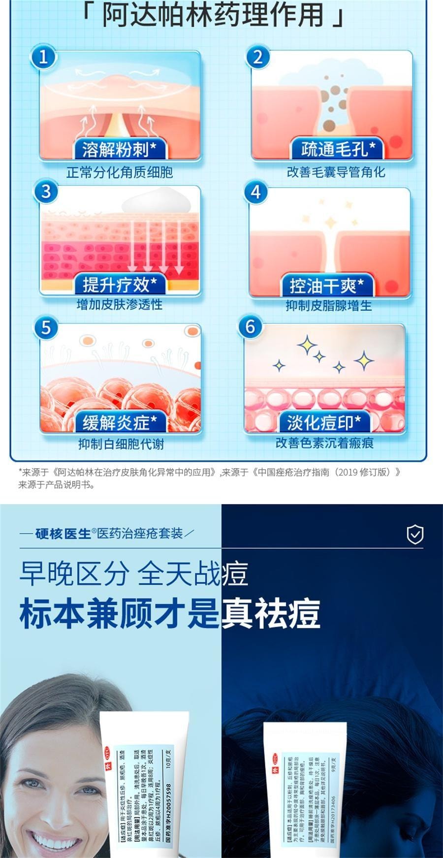 【中国直邮】 硬核医生 阿达帕林凝胶 去痘坑修复 淡化治青春痘疤凝胶 消炎红肿软膏 9g/盒(推荐拍3盒)