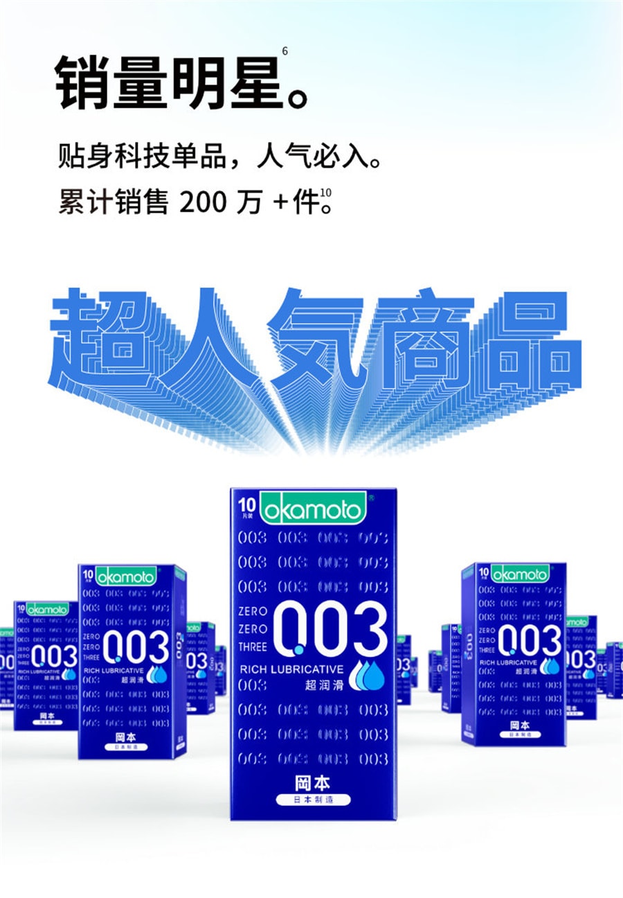 【中国直邮】OKAMOTO冈本 003超薄润滑裸入避孕套-蓝金装10片 成人避孕用品