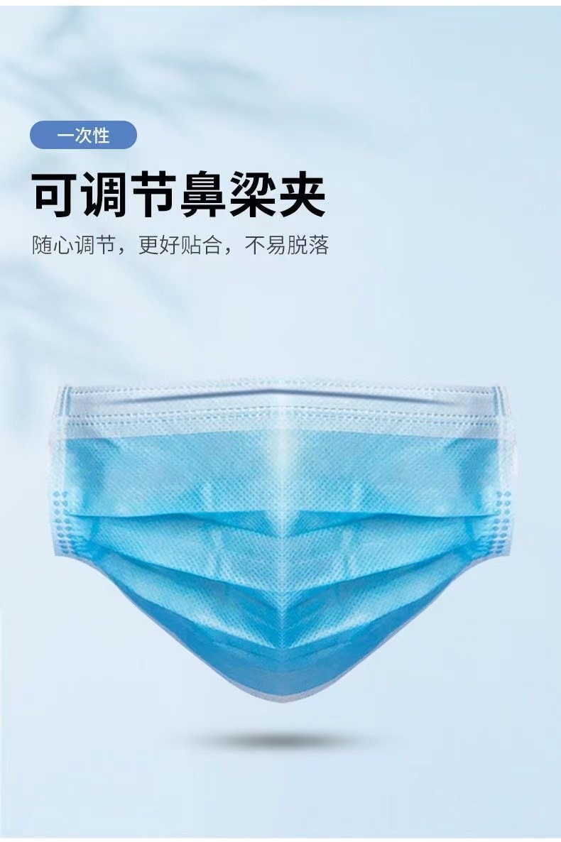 【中國直郵】 醫用外科獨立包裝一次性口罩 藍色100隻