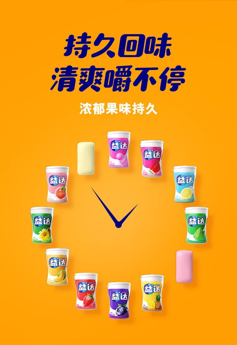【中國直郵】 益達 木糖醇口香糖 冰檸檬口味 40粒*1盒 清新口氣糖零食