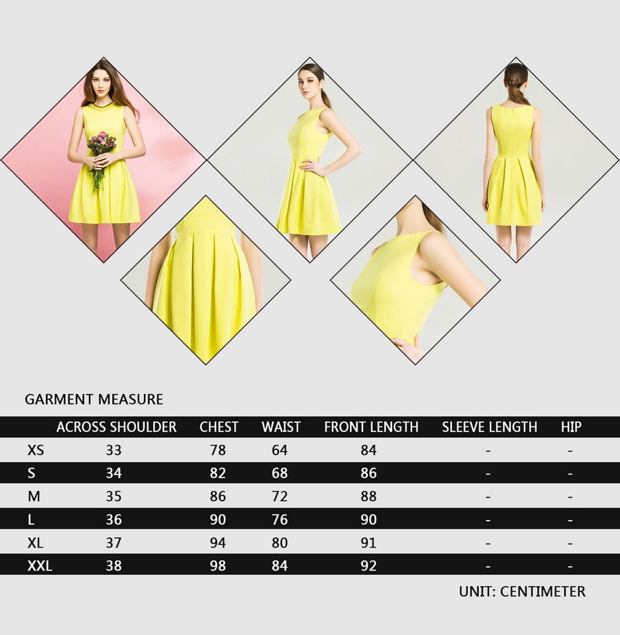 sleeveless A-line dress   Yellow  XL