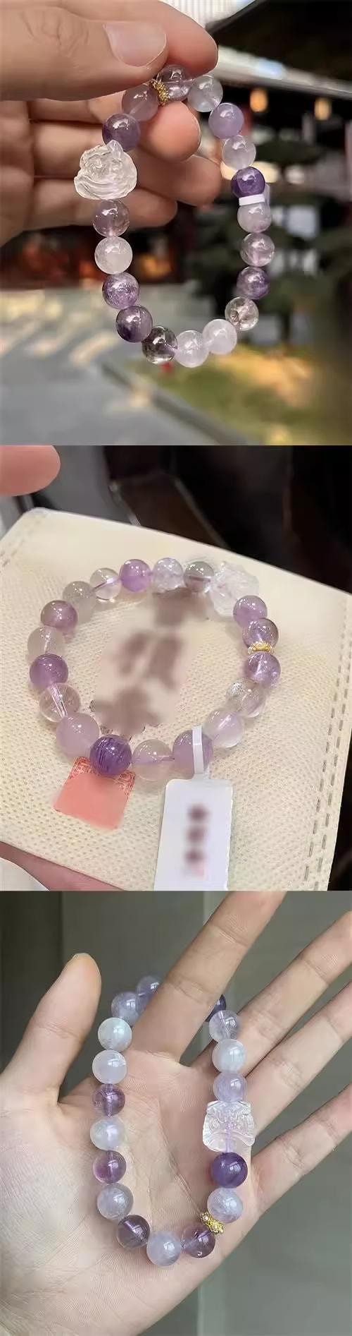 萬比鄰精選 靈隱普陀祈福 天然紫水晶搭配粉晶醒獅手串手鍊九紫離火 轉運【好運納福】