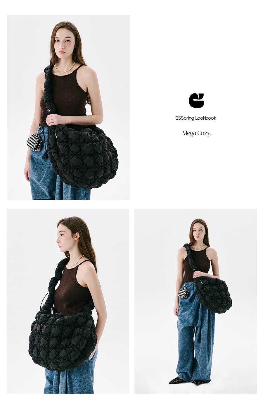 【韩国直邮】 韩国 CARLYN COZY 抽绳设计超大号云朵包 可调节长短 炭灰色