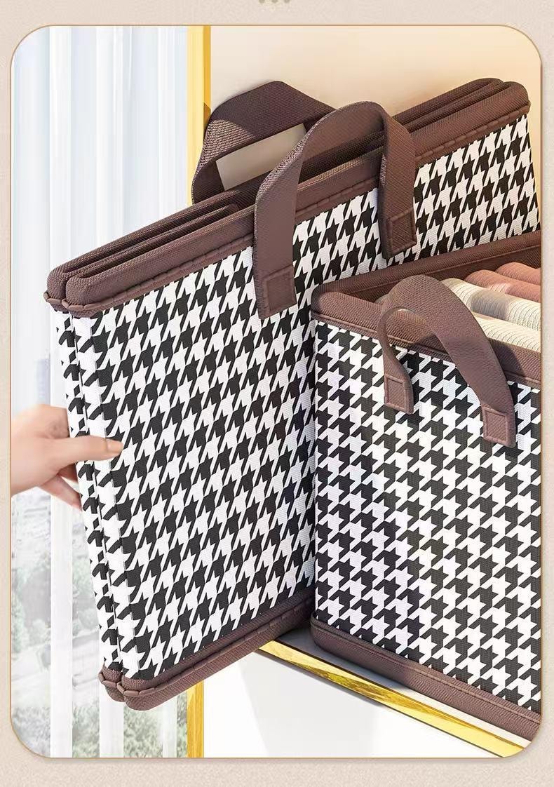 甄选好物 衣服收纳箱衣柜分层整理盒放衣物裤子布艺棉麻折叠储物大号1个