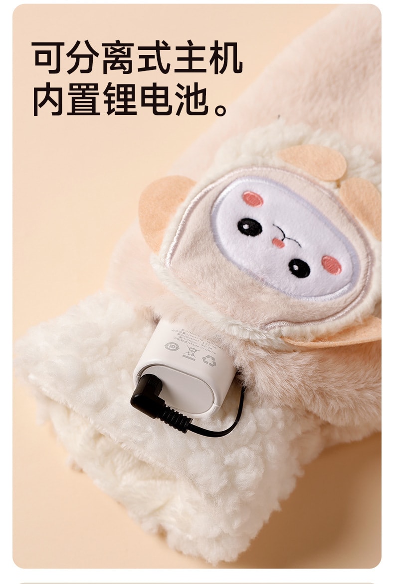 【中国直邮】 亲太太 发热手套usb充电式冬季新款女士骑行智能卡通暖手宝保暖神器  喜羊蓝白(办公半指款)