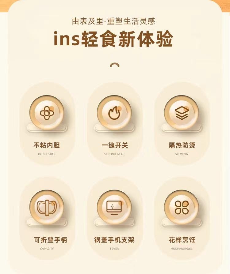 FOXTAIL 美规110v多功能小型电煮锅 电热锅 家用 迷你 学生 宿舍 火锅 泡面 -白色多功能锅+蒸笼 1套*