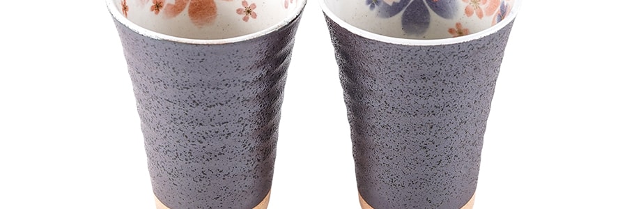日本美浓烧 陶器 舞樱杯一对 直径8.5×高12cm 日本传统工艺品 送礼必备