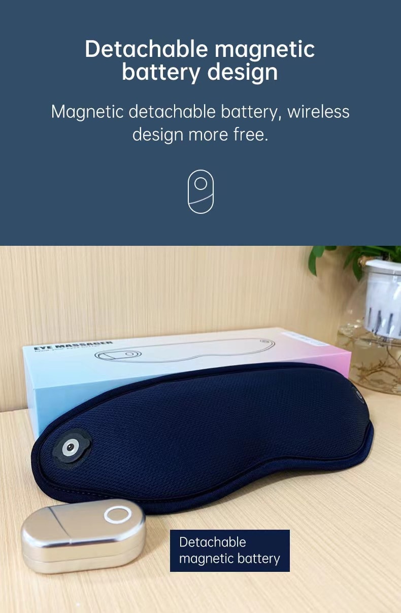 【兩種款式隨機出貨 功能完全一樣】智慧充電護眼儀眼部按摩儀冷熱敷震動眼罩 藍色 1件