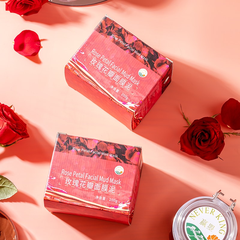 中国嬴曌玫瑰花瓣面膜泥 面部提亮保湿护肤面膜200g 7.05oz