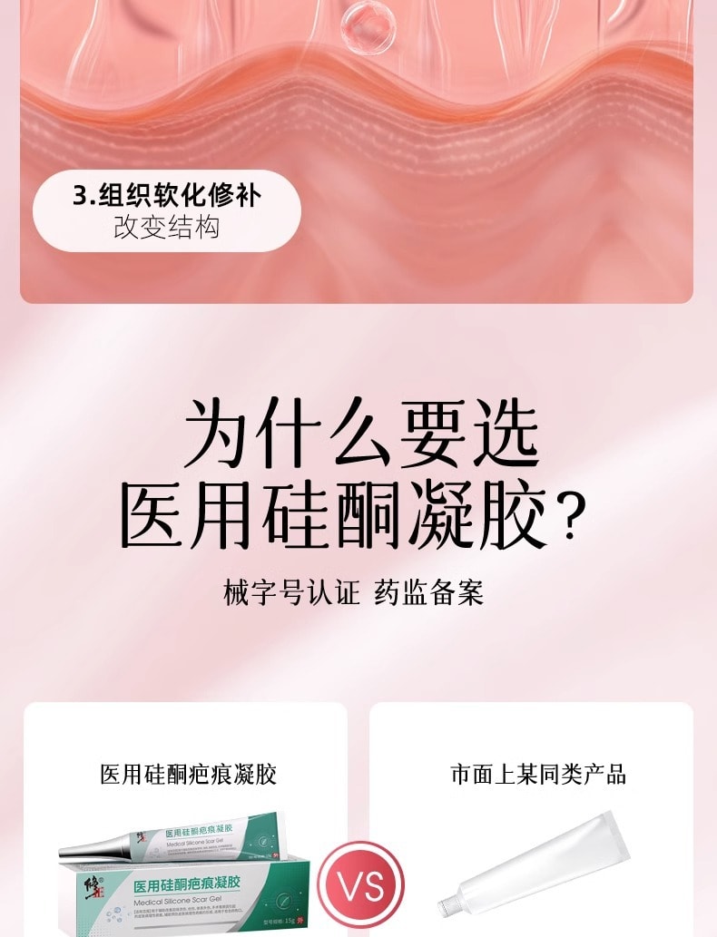 【中國直郵】 修正 醫用矽酮疤痕凝膠 去妊娠紋產後消除疤痕膏 修復肥胖紋淡化緊緻肚皮修復霜除疤膏 15g/支