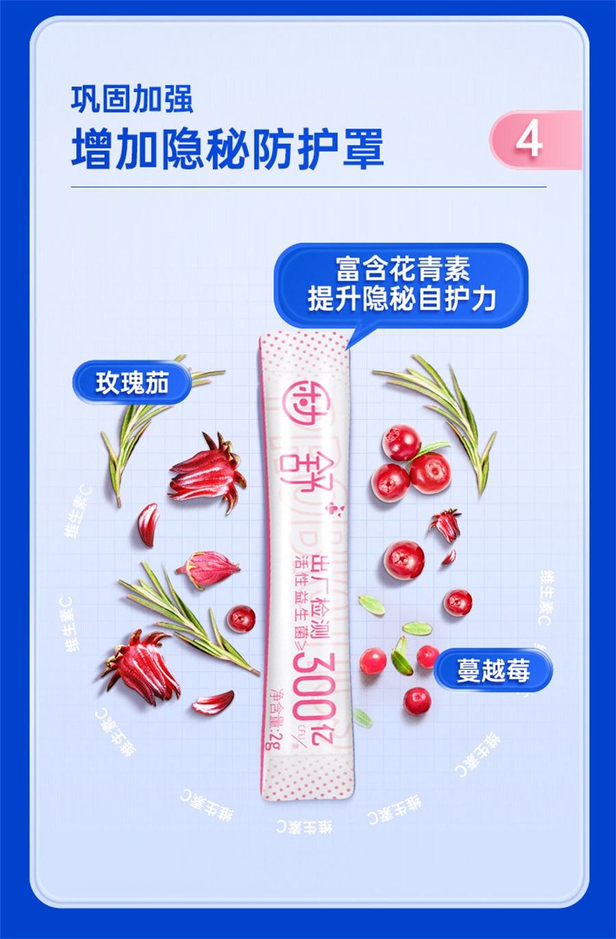 【中国直邮】乐力 女性益生菌2g*20条/盒蔓越莓大人成人益生元乳酸杆菌活菌调理粉