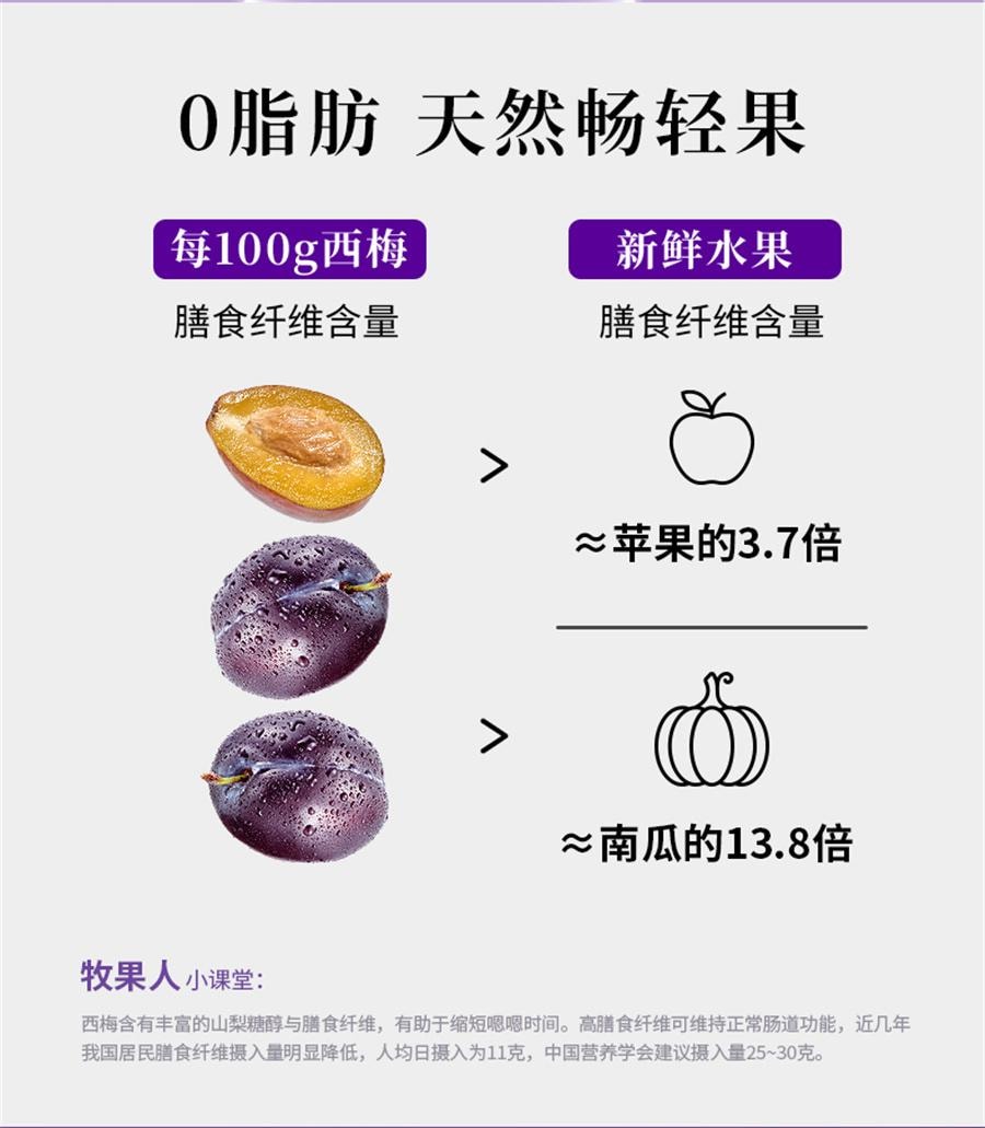 【中国直邮】 牧果人 无核西梅干 孕妇健康低脂零食无添加蔗糖孕妇期孕吐便秘100g/袋