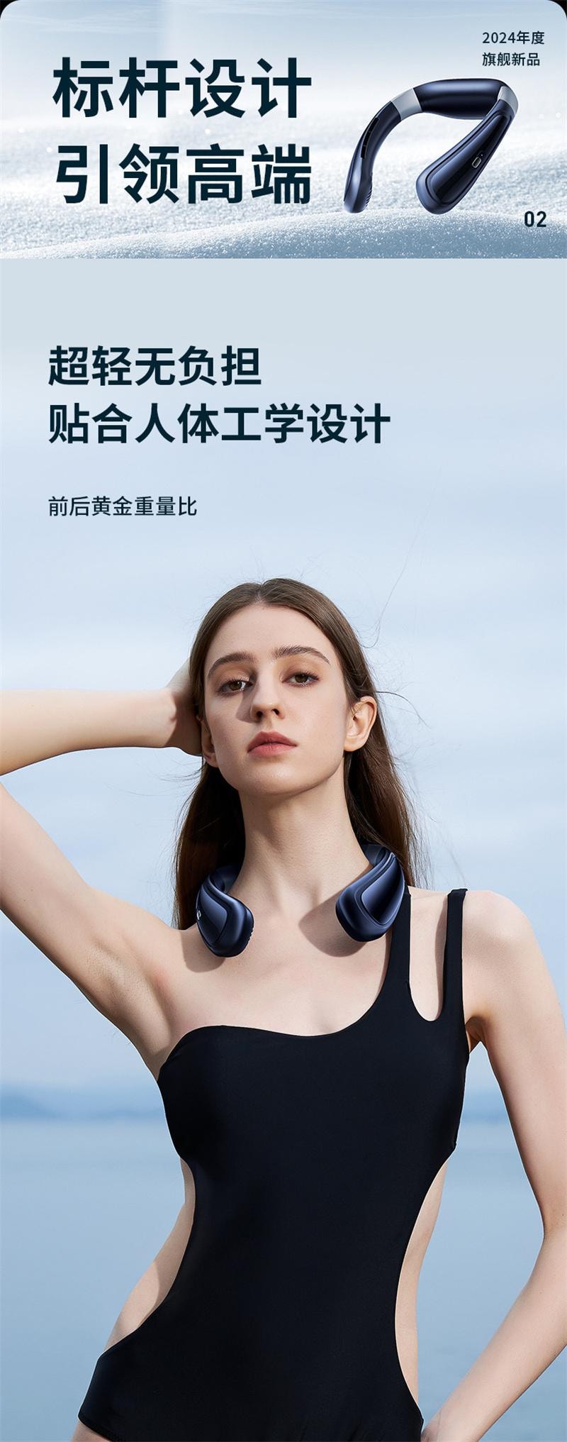 【中国直邮】 耐也 新品挂脖风扇小型披肩式随身静音懒人电风扇脖子降温挂脖风扇 白色