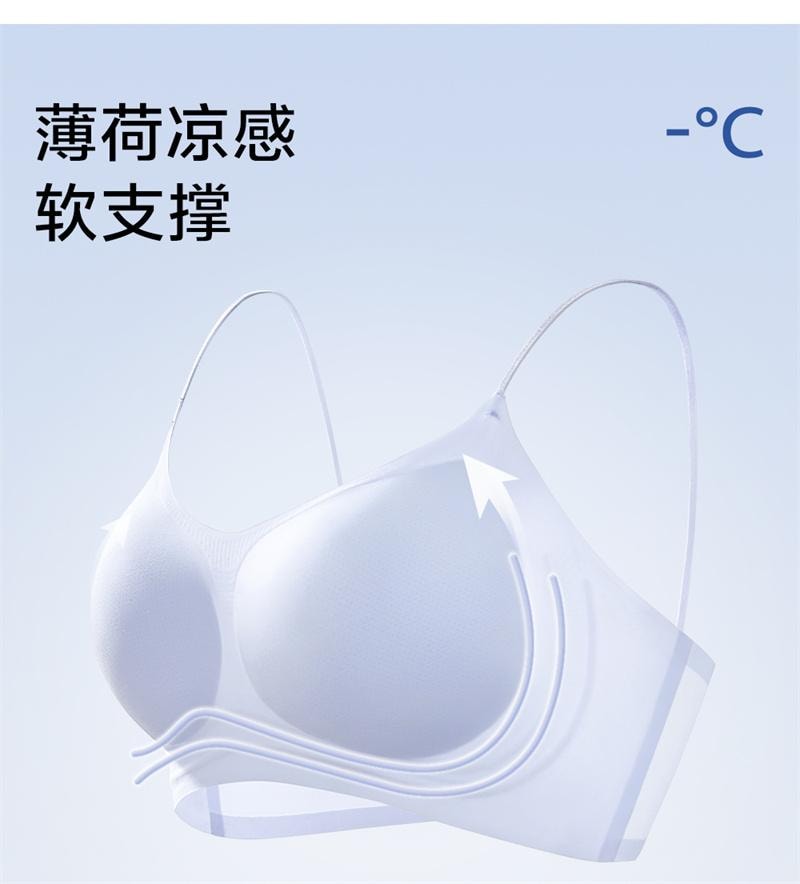 【中国直邮】 草本初色 内衣女霜奶白+梦境黑2件装S码 超薄凉感细肩带小胸聚拢无痕文胸罩