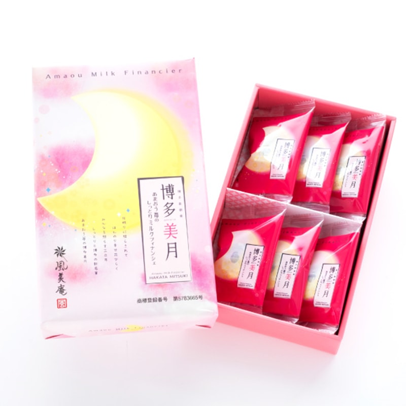 【日本直郵】日本博多特產 博多美月 月亮草莓夾心蛋糕 6枚裝