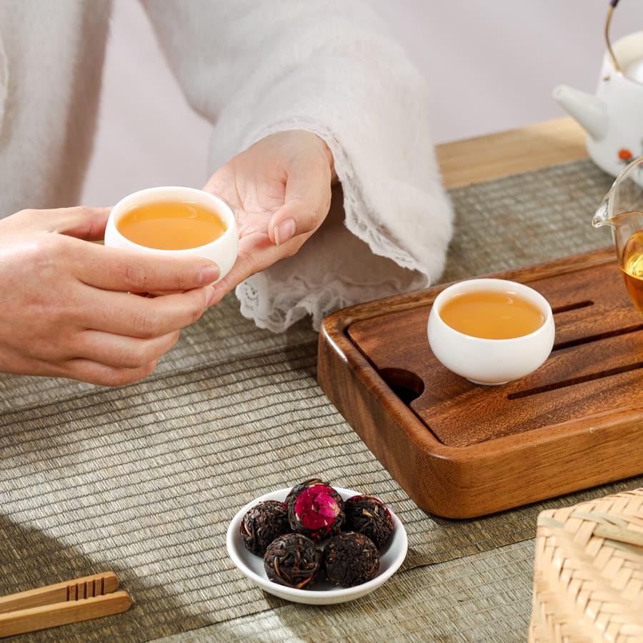 美国仁信昌 云南特产花茶龙珠 滇红玫瑰红茶 400g