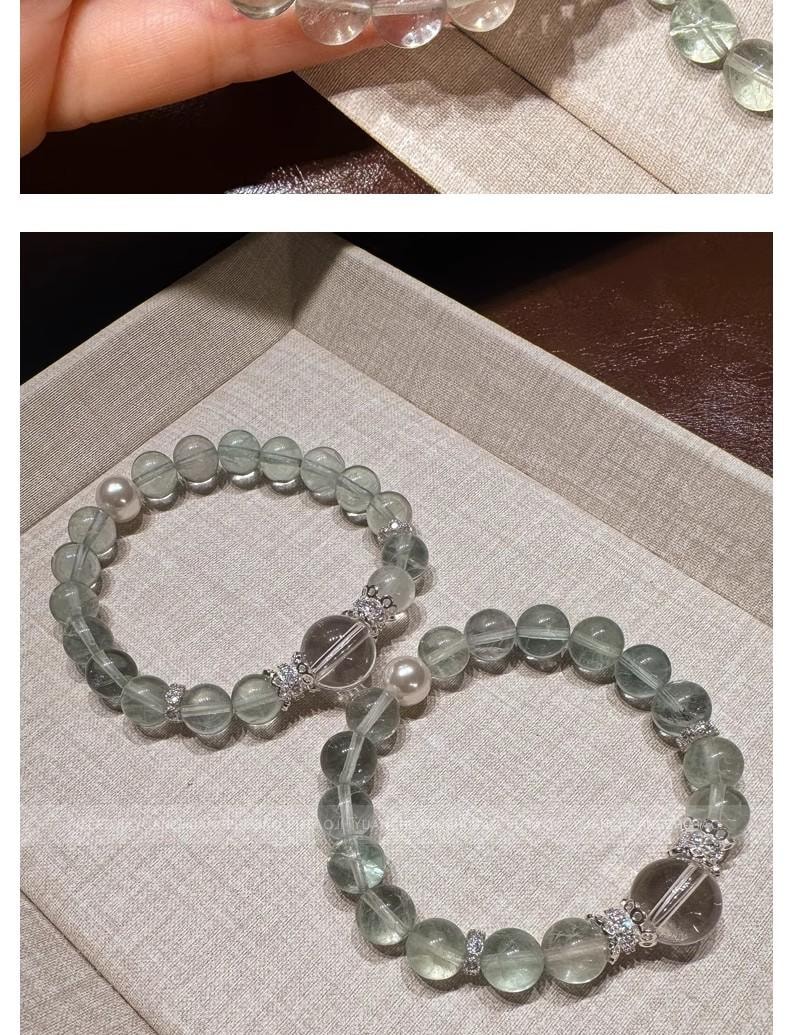 【青雲直上】綠野仙蹤 天然綠螢石白水晶手鍊 | 貝珠疊戴仙女款 | 能量療癒手串 |小眾設計10mm 情人節送禮佳選
