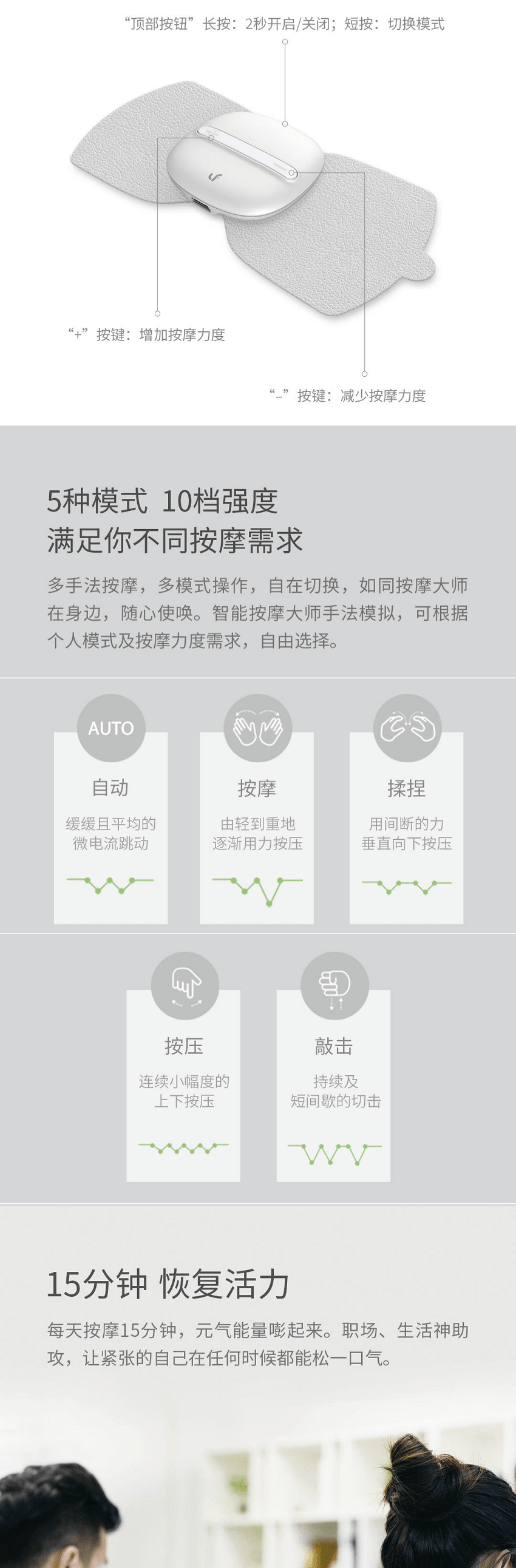 【中國直郵】樂範低頻脈衝按摩貼智能按摩儀經絡按摩貼片 白色 3貼片+1主機