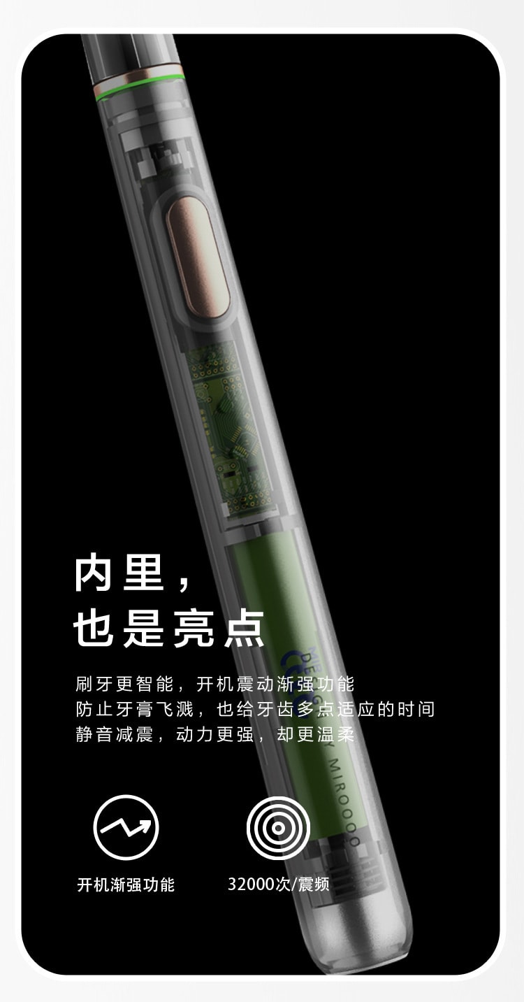 【中国直邮】MIROOOO米可林 波电动牙刷智能震动防水净白磁吸式  银色