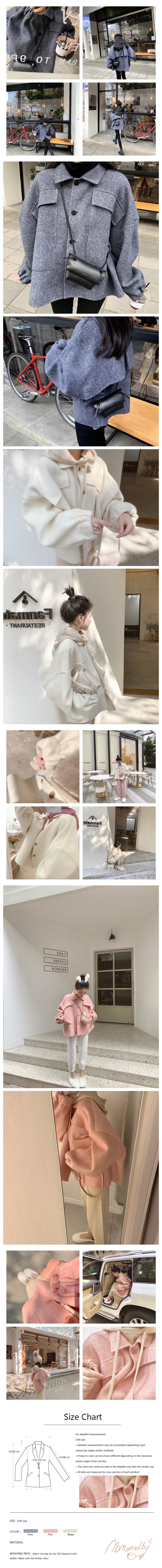 Cute handmade double-faced cashmere coat Beige S-size