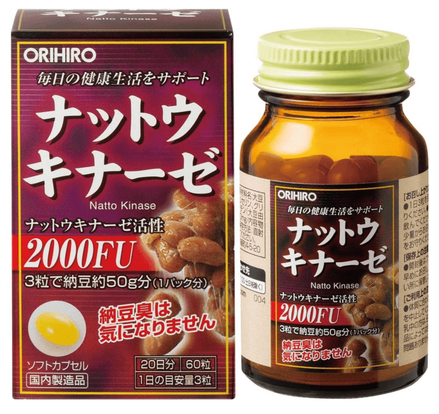 【日本直郵】ORIHIRO歐力喜樂納豆激酶膠囊2000FU濃縮精華非紅曲60粒