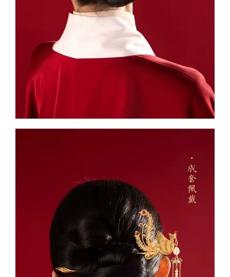 【中国直邮】故宫淘宝 有凤来仪凤凰发簪 高级感新中式发钗簪子盘发流苏步摇 1件丨*预计到达时间3-4周