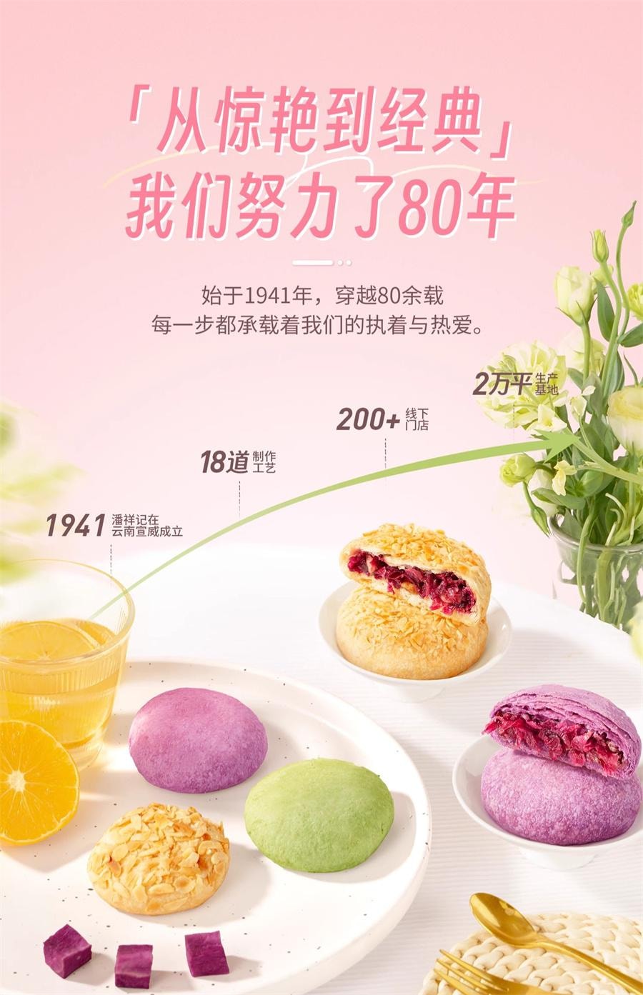 【中国直邮】 潘祥记 茉莉鲜花饼 传统糕点心面包零食礼包 云南特产鲜花饼200g/袋