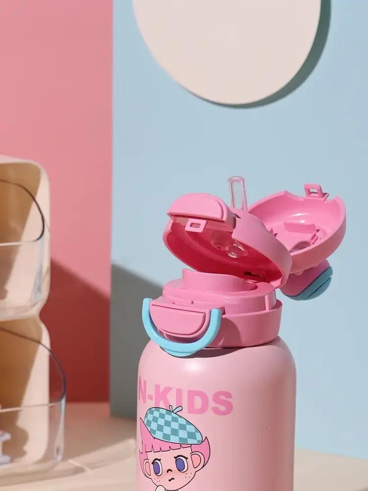 韩国 BEDDYBEAR 杯具熊 保温杯 高颜值库洛米双饮杯子 宝宝幼儿园小学生儿童水杯 600ml 粉色