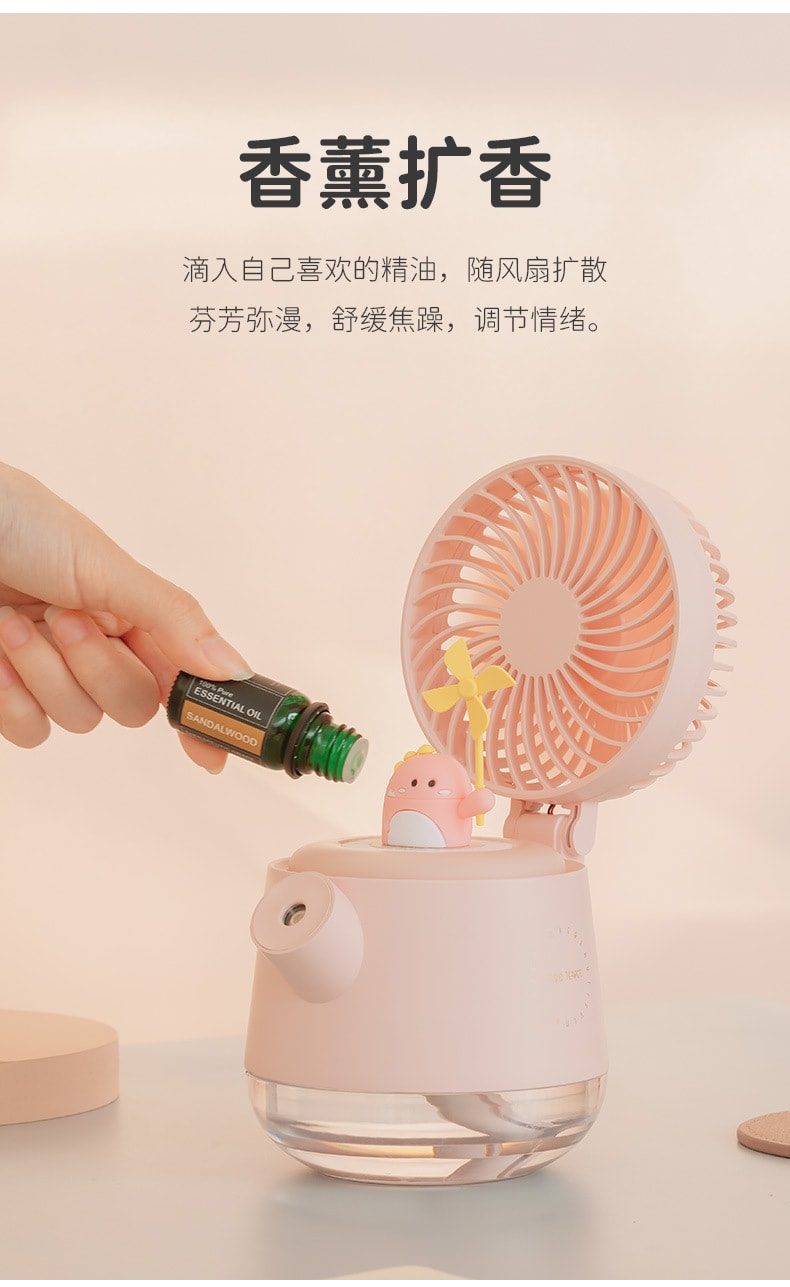 【中國直郵】三麗鷗 萌寵水壺噴霧風扇四合一桌上型USB充電大容量加濕器 大耳狗