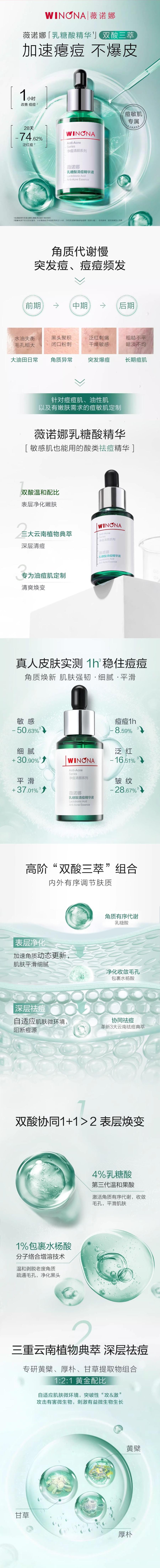 中國薇諾娜(WINONA)乳糖酸清痘精華液30ml