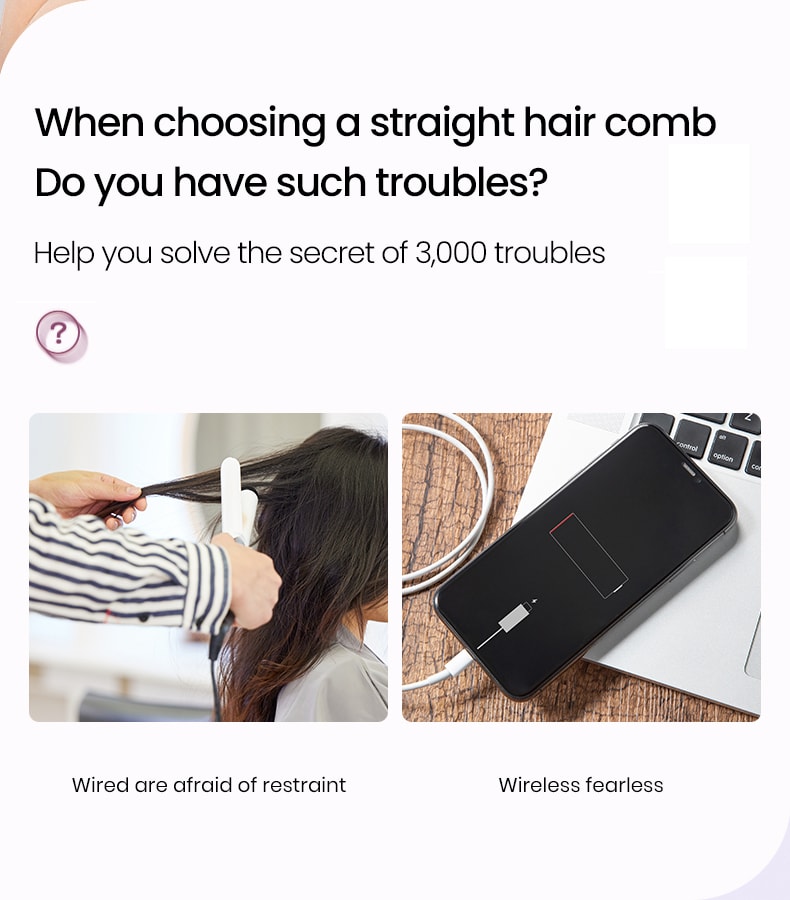 中國 K·SKIN金米 無線直髮梳 負離子護髮 便攜美 兩用髮梳 電梳子 直板夾 防靜電 KD382S 1台