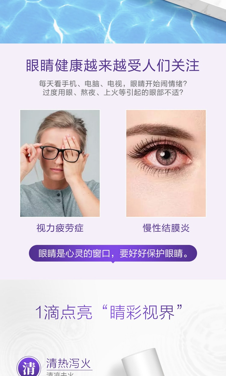 【中国直邮】苏春 珍珠明目滴眼液 适用于视力下降 慢性结膜炎缓解眼睛疲劳 12ml/瓶