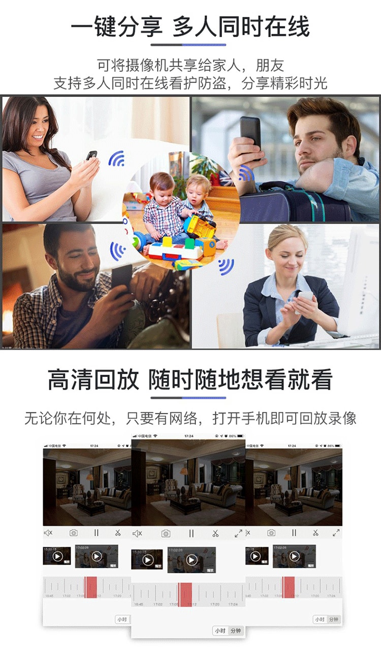 【中国直邮】亲太太V380无线监控摄像头 1080智能双光美规 无内存
