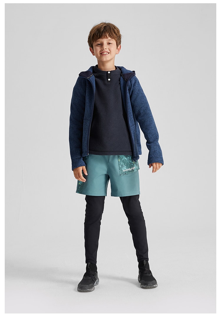 【中国直邮】moodytiger男童运动假两件裤 炭黑色 120cm