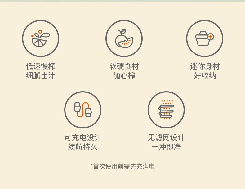 【中國直郵】親太太 多功能榨汁機榨橙器汁渣分離便攜式家用小型全自動橙汁機 白色