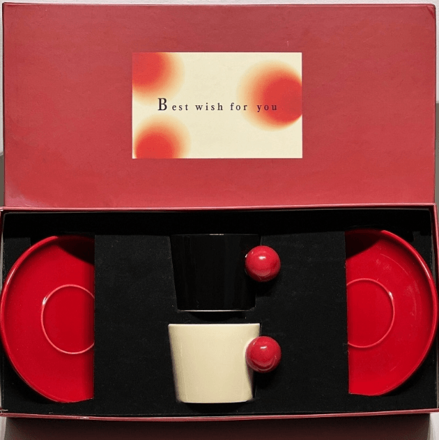 日式陶瓷馬克杯咖啡杯碟套裝情侶對杯禮盒喬遷禮新年禮物情人節禮物#黑白 1套入