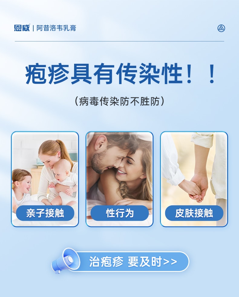【中国直邮】 恩威 阿昔洛韦软膏 正品抗病毒阿西洛韦阿希洛韦带状单纯疱疹药膏 20g/盒