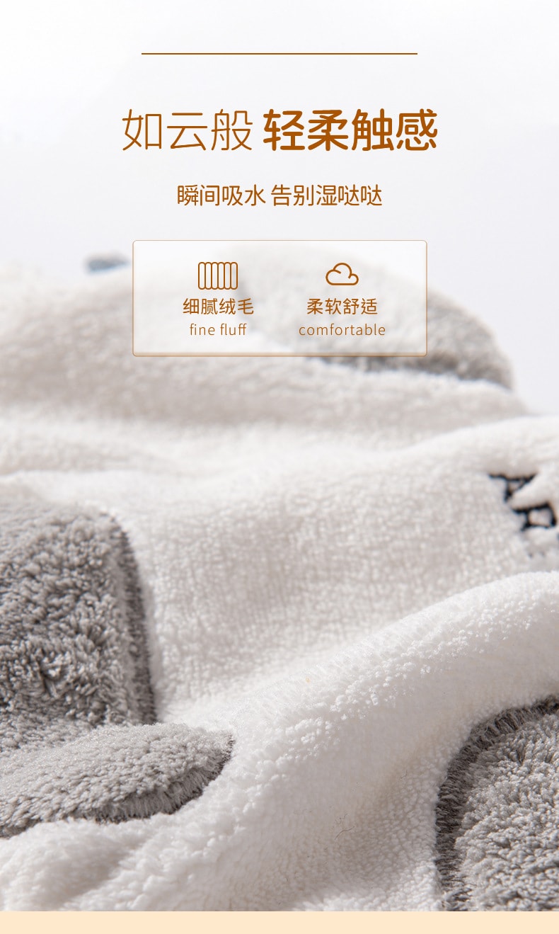 【中国直邮】RAMBLE 猫咪擦手巾珊瑚绒洗手巾挂式儿童可爱毛巾手帕厨房擦手布 灰色一条