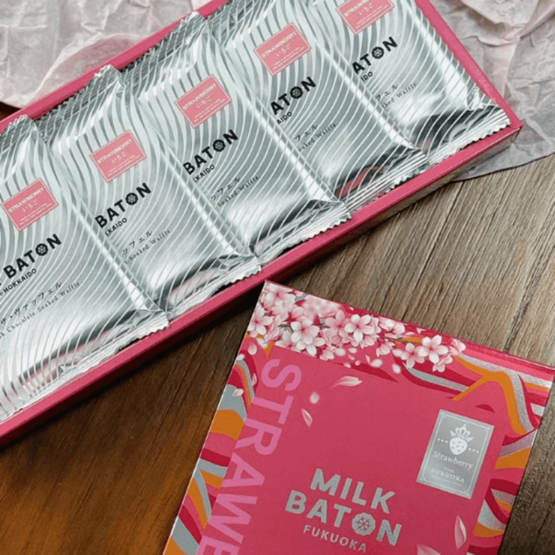 【日本直郵】日本 北海道 MILKBATON 數量限定 草莓口味 波紋華夫餅乾 5枚裝