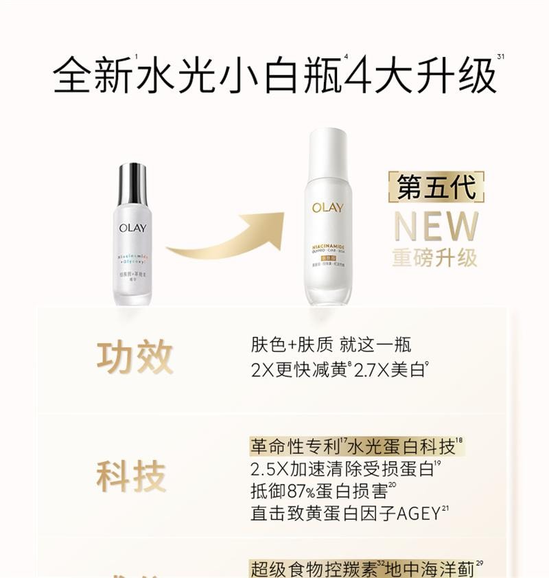 【中国直邮】美国 OLAY 水光小白瓶 美白精华液超抗糖玉兰油面部提亮 30ml