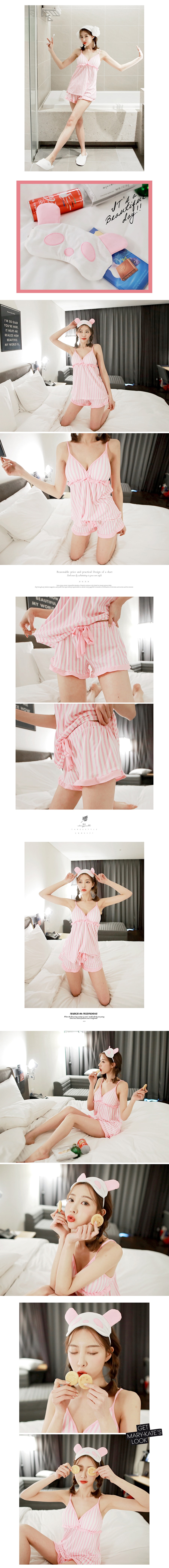 KOREA Cami Pajama 3 Pieces Set #Pink One Size(S-M) [Free Shipping]