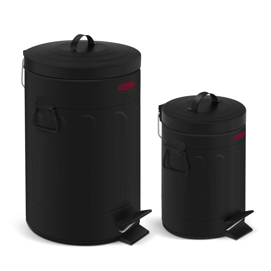 Step Trash Can New York Style Round Bin with Plastic Inner Bucket for Bathroom Kitchen and Office 3L+12L Black