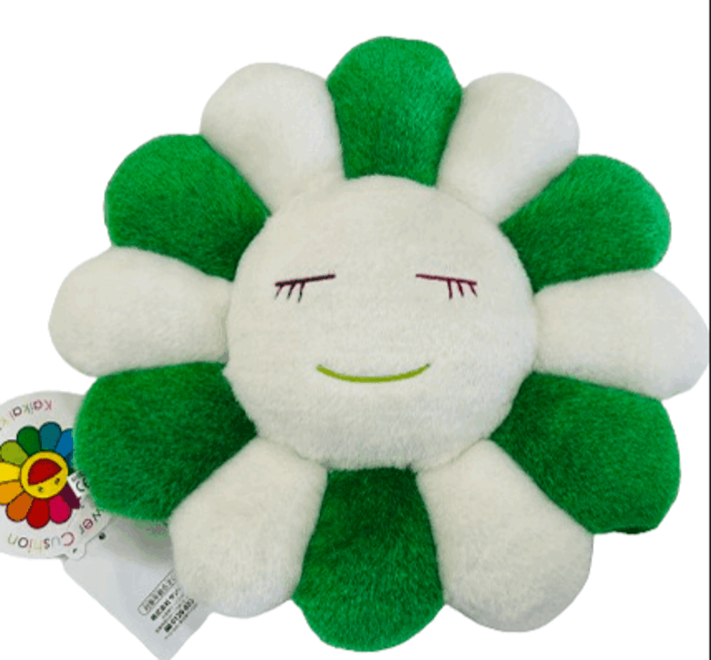 【日本直邮】村上隆 太阳花抱枕 30cm 白绿色花边 双面图案