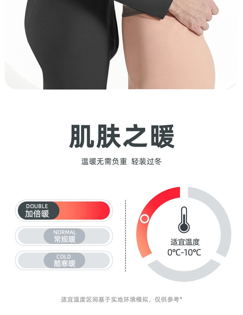 【中国直邮】爪哇岛 冬季双面磨毛 抑菌保暖内衣套装 L码 黑色-女款