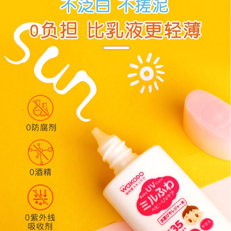 日本Wakodo與光堂 嬰兒防UV防曬乳 SPF35 PA̟̟+++