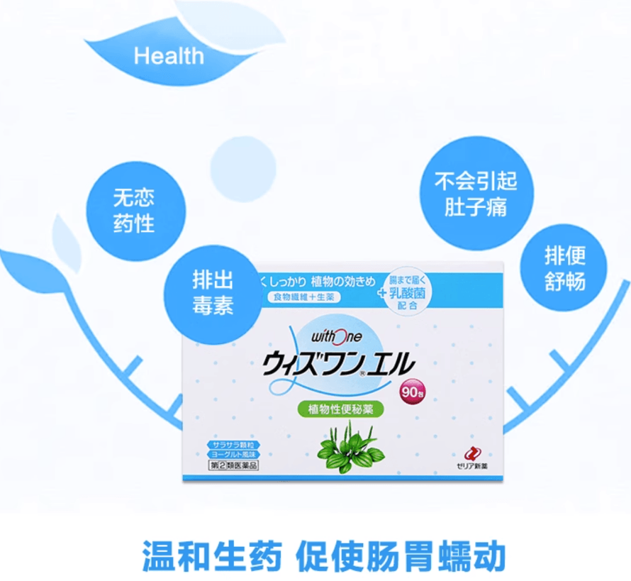 【日本直邮】ZERIA新药 植物配方便秘药无依赖调解肠胃通便颗粒蓝盒酸奶味90包