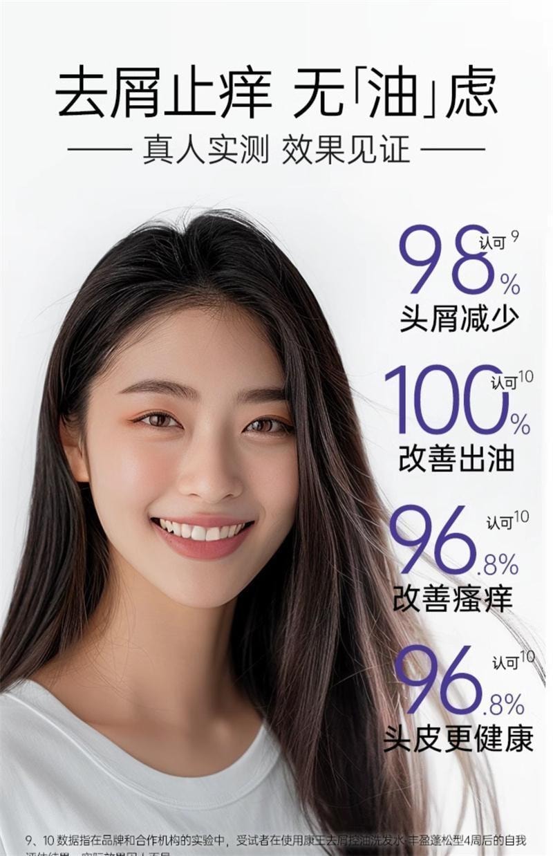 【中国直邮】 康王 去屑洗发水 二硫化硒洗发液 止痒控油蓬松头皮清洁洗发露洗头膏 清爽净澈型460ml/瓶