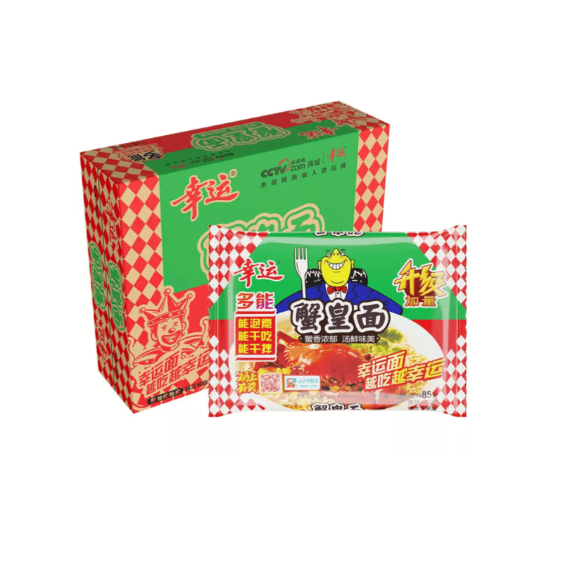 【中国直邮】 幸运 方便面潮汕蟹黄面蟹皇面方便面整箱装批发干吃袋装干脆面泡面85g*24袋