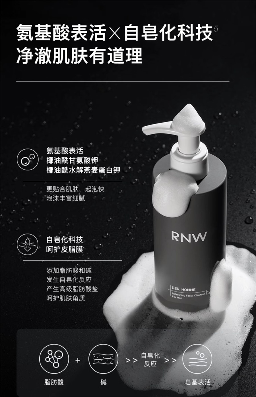 【中國直郵】rnw 洗面乳男士專用控油保濕氨基酸潔面乳女 180g