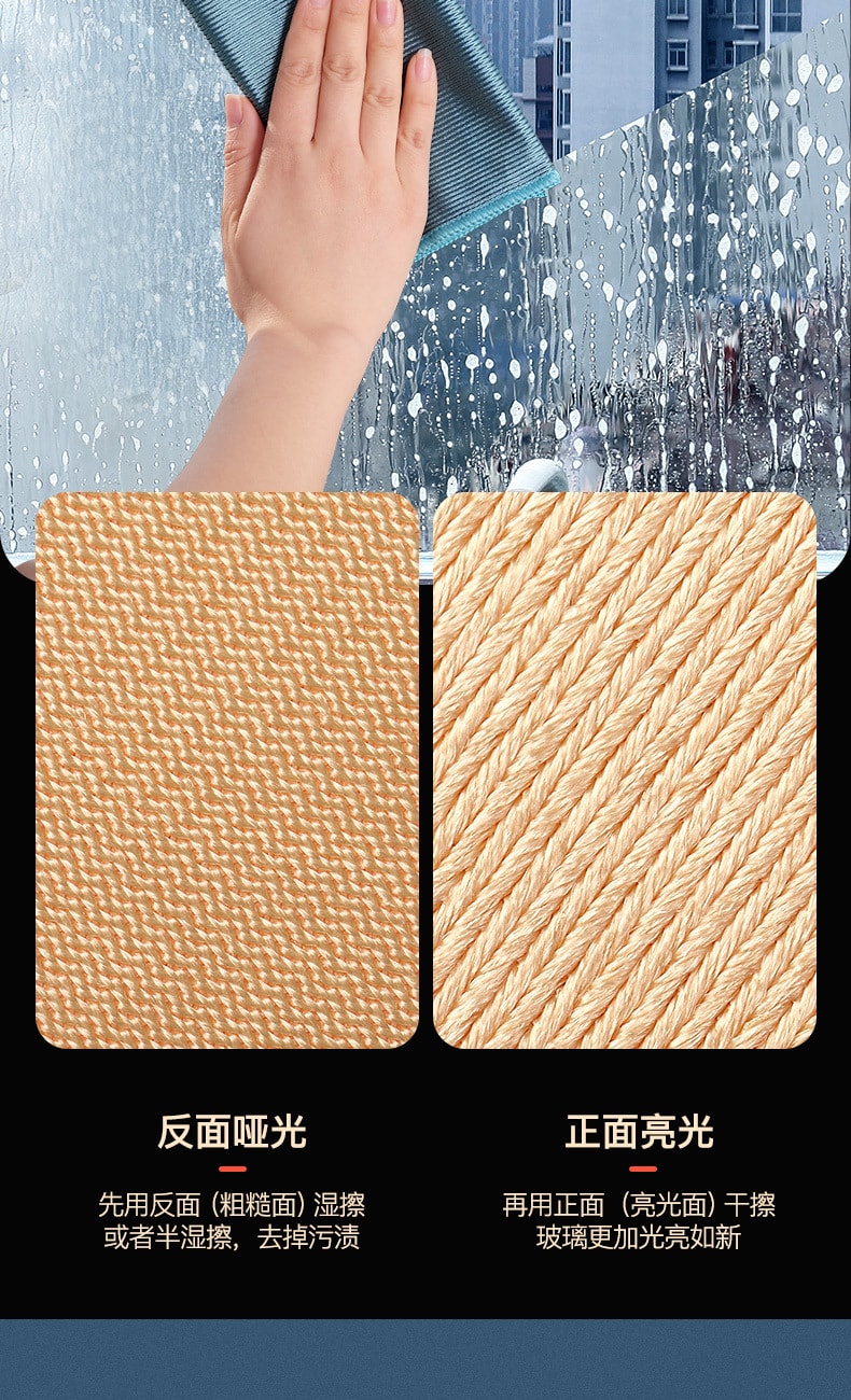 【中国直邮】北欧欧慕 擦玻璃专用抹布加厚吸水  颜色随机3条装